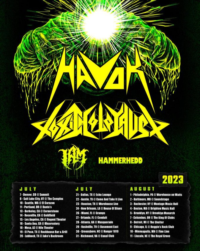Havok to Demolish Venues Across the U.S. with Toxic Holocaust, I Am, and Hammerhedd This Summer