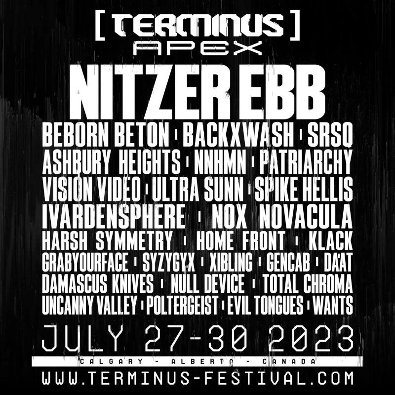TERMINUS Festival Announces 2023 Lineup with Nitzer Ebb, Beborn Beton, SRSQ, Ultra Sunn, Harsh Symmetry, Spike Hellis, Patriarchy, and More!