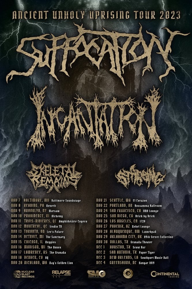 Suffocation, Incantation to Co-Headline ‘Ancient Unholy Uprising Tour’