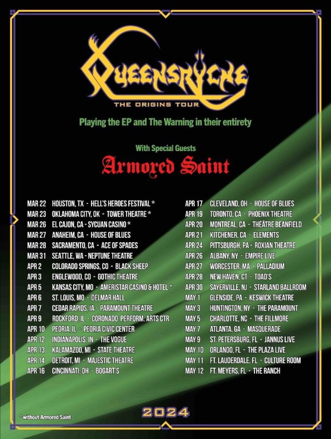 Armored Saint Announced as the Supporting Act for Queensrÿche’s 2024 North American Tour