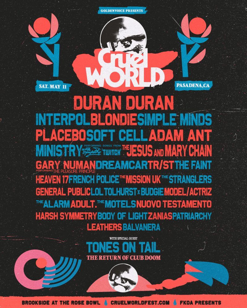 Cruel World Festival 2024 Announced Featuring Tones on Tail, Duran Duran, Adam Ant, Ministry, Simple Minds, Heaven 17, and More!