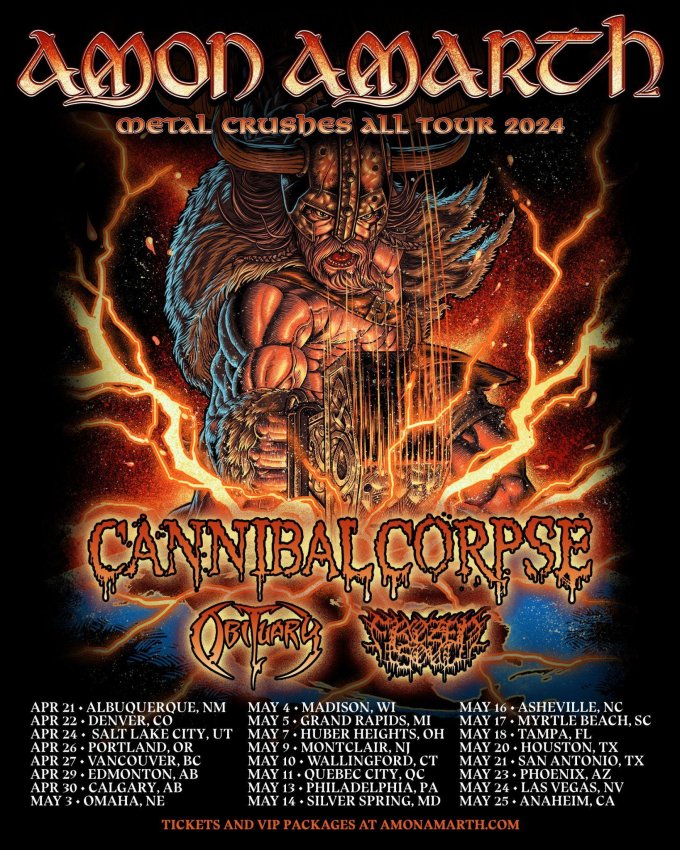 Amon Amarth Announce North American Tour with Cannibal Corpse, Obituary, and Frozen Soul