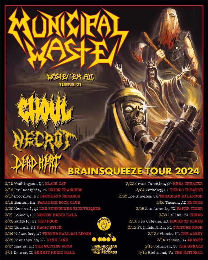 Municipal Waste Announce ‘Brainsqueeze Tour’ to Celebrate 21 Years of Waste ‘Em All
