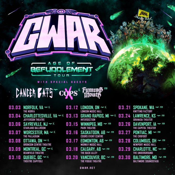 GWAR Announce “Age of Befuddlement” Tour Across US and Canada