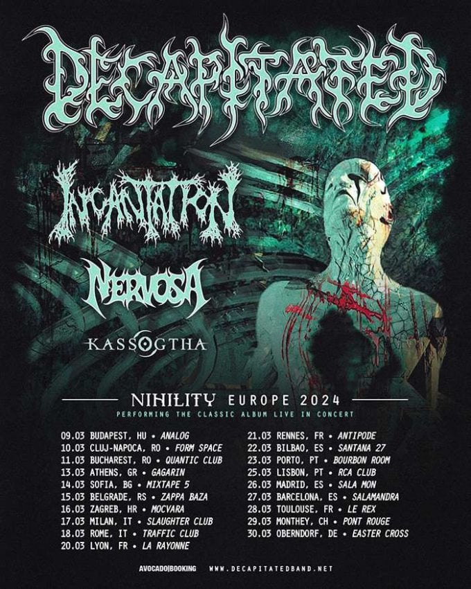 Decapitated, Incantation, Nervosa, and Kassogtha Announce Spring European Tour