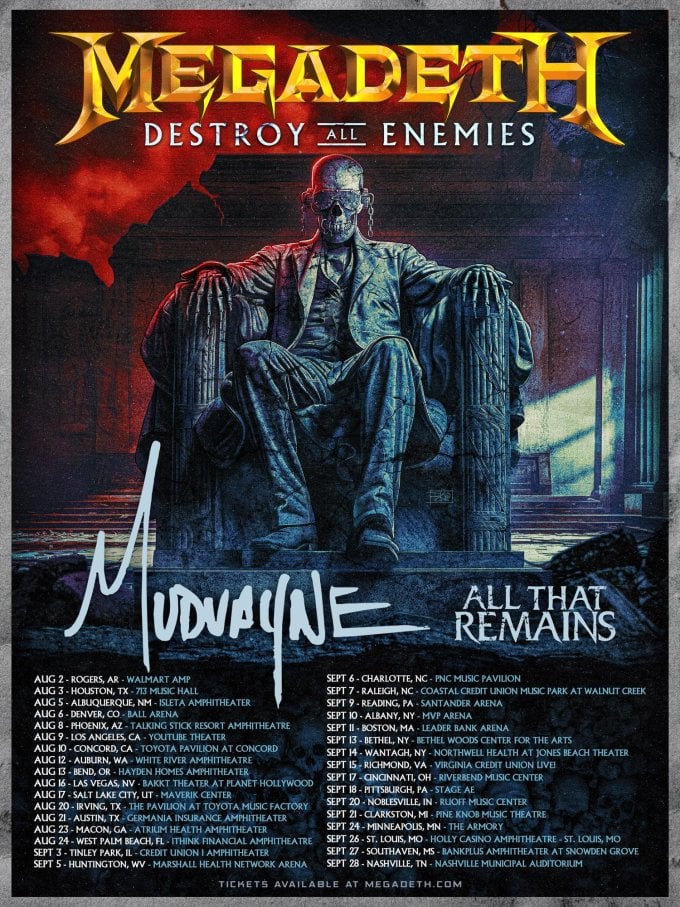 Megadeth Announces ‘Destroy All Enemies’ U.S. Tour with Mudvayne, All That Remains