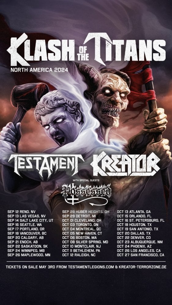 Testament and Kreator to Co-Headline ‘Klash of The Titans’ North American Tour